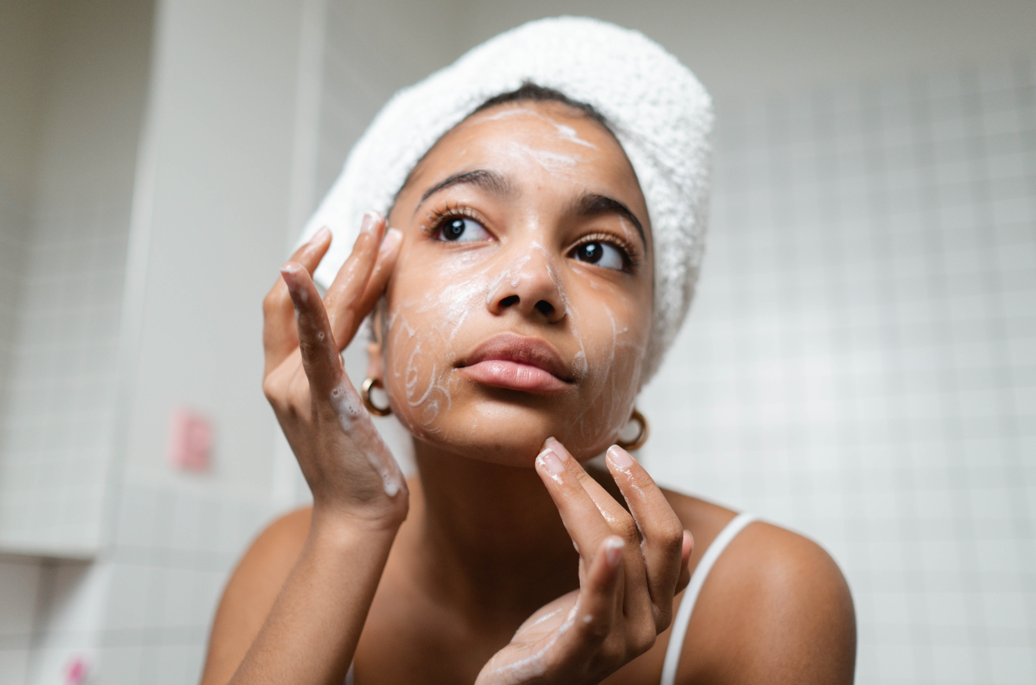 girl washing her face